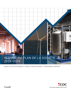 Résumé du plan de la société 2015-2019