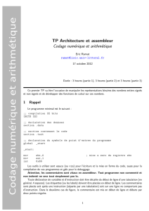 TP Architecture et assembleur Codage numérique et