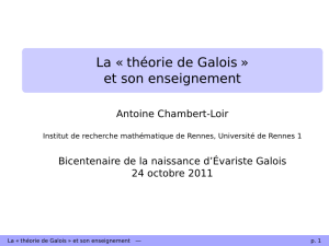 La « théorie de Galois » et son enseignement