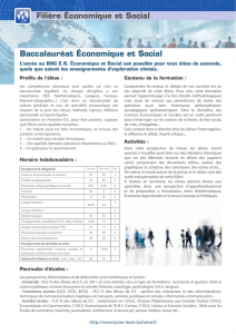 Filière Économique et Social Baccalauréat Économique et Social