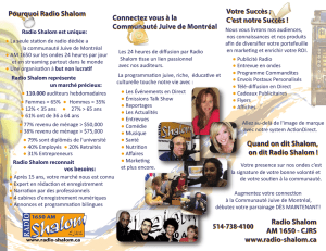 Radio Shalom – depliant – francais