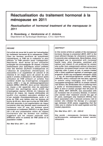 Réactualisation du traitement hormonal à la ménopause en 2011