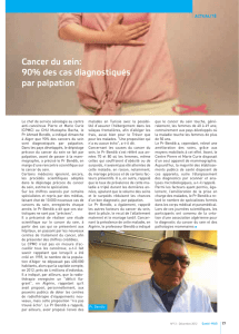 Cancer du sein: 90% des cas diagnostiqués par palpation