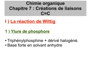 Chimie organique Chapitre 7 : Créations de liaisons C=C I ) La