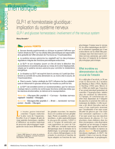 GLP-1 et homéostasie glucidique : implication du système nerveux
