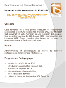 SQL Server 2012, Progammation TRANSACT-SQL