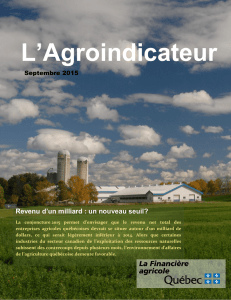 L`Agroindicateur 2015 - La Financière agricole du Québec