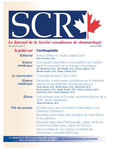 le point sur Le Journal de la Société canadienne de rhumatologie