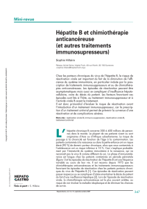 Hépatite B et chimiothérapie anticancéreuse