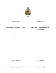Décret sur les légumes du Manitoba