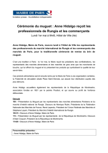 Invitation Anne Hidalgo, Maire de Paris, recevra lundi à l