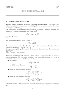 Math Spé Fiche thermodynamique 1 Conduction thermique