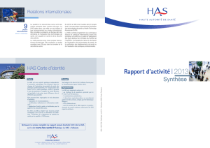 Synthèse rapport d`activité HAS 2013