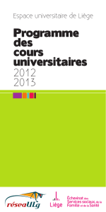 Programme des cours universitaires 2012 2013