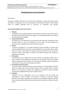 Aufklärungsmerkblatt zu Schutzimpfungen in Französisch