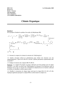 Chimie organique - 2004 - Chimie - partiel