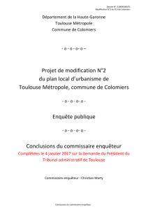Projet de modification N°2 du plan local d`urbanisme de Toulouse