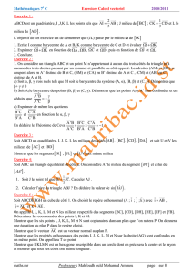 Mathématiques 7 C Exercices Calcul vectoriel 2010/2011 maths.mr