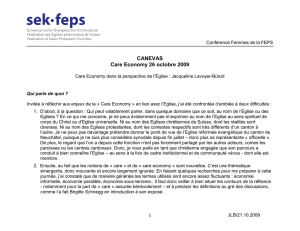 CANEVAS Care Economy 26 octobre 2009