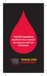 138 000 Canadiens souffrent d`un cancer du sang ou sont en