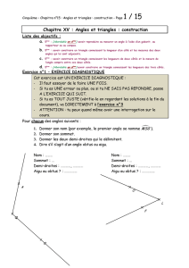 Chapitre XV : Angles et triangles : construction