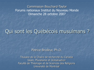 Qui sont les Québecois Musulmans ?
