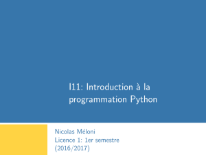 I11: Introduction à la programmation Python
