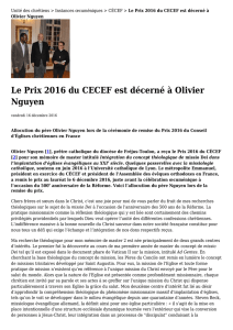 Le Prix 2016 du CECEF est décerné à Olivier Nguyen