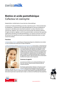 Biotine et acide pantothénique. Cofacteur et coenzyme