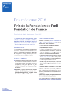 Prix médicaux 2016 - Fondation de France