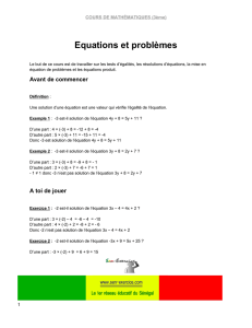 Equations et problèmes - Sen