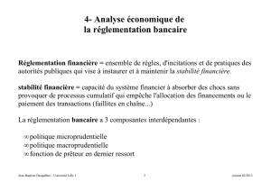 Analyse économique de la réglementation bancaire - Jean