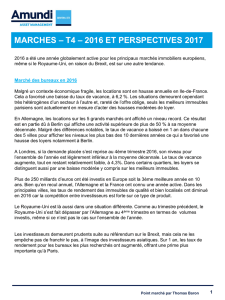 Marchés Immobiliers - Analyse 4T2016 et perspectives 2017