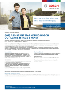 (H/F) ASSISTANT MARKETING BOSCH OUTILLAGE (STAGE 6 MOIS)
