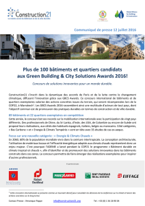 de 100 bâtiments et quartiers candidats aux Green