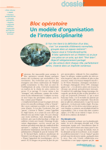 Bloc opératoire - Un modèle d organisation de l interdisciplinarité