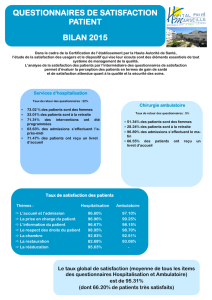 questionnaires de satisfaction patient bilan 2015