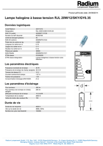 Lampe halogène à basse tension RJL 20W/12/SKY/GY6.35