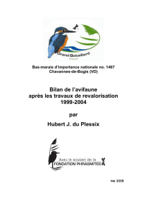 Bilan de l`avifaune après les travaux de revalorisation 1999