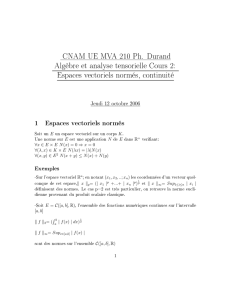 CNAM UE MVA 210 Ph. Durand Algèbre et analyse tensorielle