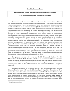 La Nasihah du Sheikh Mohammad Nasiroud-Din Al