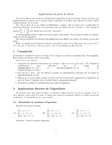 Applications du pivot de Gauss 1 Complexité 2 Applications directes