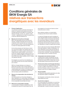 Conditions générales de BKW Energie SA relatives aux transactions