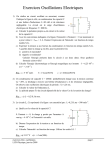 Exercices Oscillations Electriques