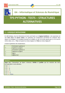 TP3 PYTHON : TESTS – STRUCTURES ALTERNATIVES
