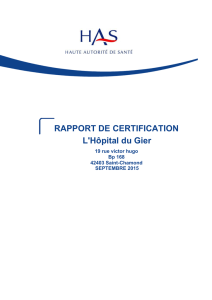 L`Hôpital du Gier RAPPORT DE CERTIFICATION