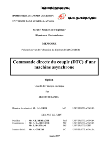 Commande directe du couple (DTC) d`une machine asynchrone