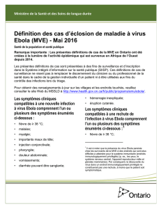 Définition des cas d`éclosion de maladie à virus Ebola (MVE)