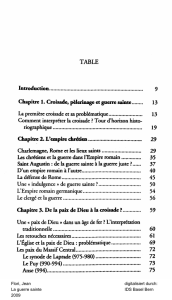 TABLE Introduction 9 Chapitre 1. Croisade, pèlerìnage et