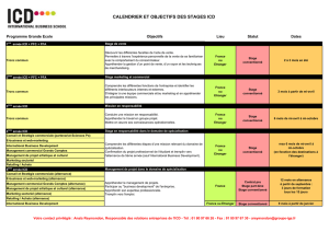 CALENDRIER ET OBJECTIFS DES STAGES ICD